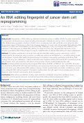 Cover page: An RNA editing fingerprint of cancer stem cell reprogramming