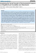 Cover page: Examining the Social Porosity of Environmental Features on Neighborhood Sociability and Attachment