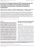 Cover page: Functional interplay between NTP leaving group and base pair recognition during RNA polymerase II nucleotide incorporation revealed by methylene substitution