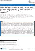 Cover page: SBML qualitative models: a model representation format and infrastructure to foster interactions between qualitative modelling formalisms and tools