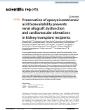 Cover page: Preservation of epoxyeicosatrienoic acid bioavailability prevents renal allograft dysfunction and cardiovascular alterations in kidney transplant recipients