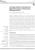 Cover page: Leverage Surface Chemistry for High-Performance Triboelectric Nanogenerators