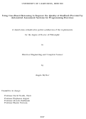 Cover page: Using Case-Based Reasoning to Improve the Quality of Feedback Provided by Automated Assessment Systems for Programming Exercises