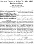 Cover page: Degrees of Freedom of the Two-Way Relay MIMO Interference Channel