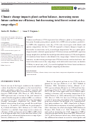 Cover page of Climate change impacts plant carbon balance, increasing mean future carbon use efficiency but decreasing total forest extent at dry range edges