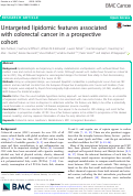 Cover page: Untargeted lipidomic features associated with colorectal cancer in a prospective cohort