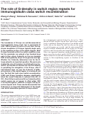Cover page: The role of G-density in switch region repeats for immunoglobulin class switch recombination.