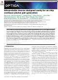 Cover page: Interpretable inverse-designed cavity for on-chip nonlinear photon pair generation