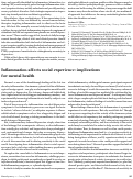 Cover page: Inflammation affects social experience: implications for mental health