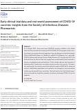 Cover page: Early clinical trial data and real‐world assessment of COVID‐19 vaccines: Insights from the Society of Infectious Diseases Pharmacists