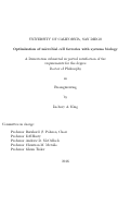 Cover page: Optimization of microbial cell factories with systems biology