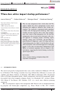 Cover page: When does advice impact startup performance?