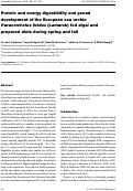 Cover page: Protein and energy digestibility and gonad development of the European sea urchin Paracentrotus lividus (Lamarck) fed algal and prepared diets during spring and fall