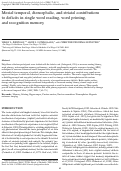 Cover page: Mesial temporal, diencephalic, and striatal contributions to deficits in single word reading, word priming, and recognition memory