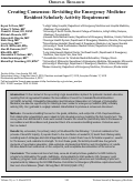 Cover page: Creating Consensus: Revisiting the Emergency Medicine Resident Scholarly Activity Requirement