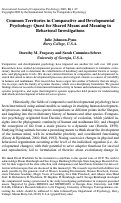 Cover page: Common Territories in Comparative and Developmental Psychology: Quest for Shared Means and Meaning in Behavioral Investigations