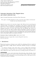 Cover page: Axiomatic derivation of the Doppler factor and related relativistic laws