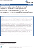 Cover page: Investigating the molecular basis of local adaptation to thermal stress: population differences in gene expression across the transcriptome of the copepod Tigriopus californicus