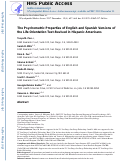 Cover page: The Psychometric Properties of English and Spanish Versions of the Life Orientation Test-Revised in Hispanic Americans