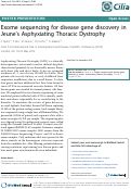 Cover page: Exome sequencing for disease gene discovery in Jeune’s Asphyxiating Thoracic Dystrophy