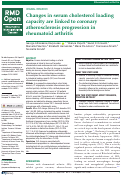 Cover page: Changes in serum cholesterol loading capacity are linked to coronary atherosclerosis progression in rheumatoid arthritis.