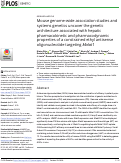 Cover page: Mouse genome-wide association studies and systems genetics uncover the genetic architecture associated with hepatic pharmacokinetic and pharmacodynamic properties of a constrained ethyl antisense oligonucleotide targeting Malat1.