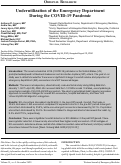 Cover page: Underutilization of the Emergency Department During the COVID-19 Pandemic