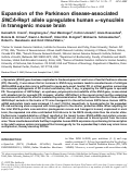 Cover page: Expansion of the Parkinson disease-associated SNCA- Rep1 allele upregulates human α-synuclein in transgenic mouse brain