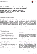 Cover page: The ConNECT Framework: a model for advancing behavioral medicine science and practice to foster health equity