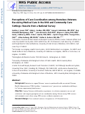 Cover page: Perceptions of Care Coordination Among Homeless Veterans Receiving Medical Care in the Veterans Health Administration and Community Care Settings: Results From a National Survey.