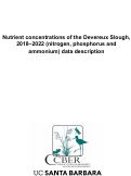 Cover page of Nutrient concentrations of the Devereux Slough, 2018–2022 (nitrogen, phosphorus and ammonium) data description