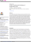 Cover page: COVID-19 and vaccine hesitancy: A longitudinal study