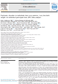 Cover page: Psychiatric disorders in individuals born very preterm / very low-birth weight: An individual participant data (IPD) meta-analysis.