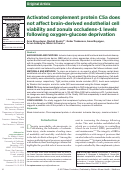 Cover page: Activated complement protein C5a does not affect brain-derived endothelial cell viability and zonula occludens-1 levels following oxygen-glucose deprivation