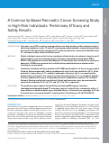 Cover page: A Community-Based Pancreatic Cancer Screening Study in High-Risk Individuals: Preliminary Efficacy and Safety Results