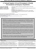 Cover page: A National Snapshot of Social Determinants of Health Documentation in Emergency Departments