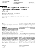 Cover page: Natural Hair Supplement: Friend or Foe? Saw Palmetto, a Systematic Review in Alopecia