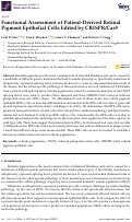Cover page: Functional Assessment of Patient-Derived Retinal Pigment Epithelial Cells Edited by CRISPR/Cas9.