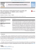 Cover page: The transactional relationship between parenting and emotion regulation in children with or without developmental delays