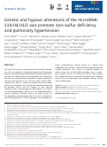 Cover page: Genetic and hypoxic alterations of the microRNA‐210‐ISCU1/2 axis promote iron–sulfur deficiency and pulmonary hypertension