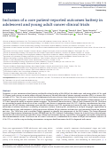 Cover page: Inclusion of a core patient-reported outcomes battery in adolescent and young adult cancer clinical trials.