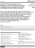 Cover page: A Clinical Practice Guideline for the Management of Patients With Acute Spinal Cord Injury: Recommendations on the Use of Methylprednisolone Sodium Succinate