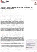 Cover page: Ecological Stability Emerges at the Level of Strains in the Human Gut Microbiome