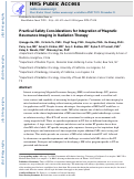 Cover page: Practical Safety Considerations for Integration of Magnetic Resonance Imaging in Radiation Therapy