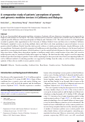 Cover page: A comparative study of patients’ perceptions of genetic and genomic medicine services in California and Malaysia