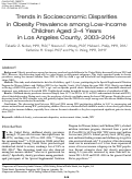 Cover page: Trends in Socioeconomic Disparities in Obesity Prevalence among Low-Income Children Aged 2–4 Years in Los Angeles County, 2003–2014