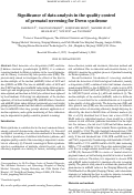 Cover page: Significance of data analysis in the quality control of prenatal screening for Down syndrome