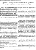 Cover page: Optimal Mixing Enhancement in 3-D Pipe Flow