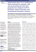 Cover page: Ipilimumab alone or in combination with nivolumab in patients with advanced melanoma who have progressed or relapsed on PD-1 blockade: clinical outcomes and translational biomarker analyses