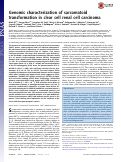 Cover page: Genomic characterization of sarcomatoid transformation in clear cell renal cell carcinoma